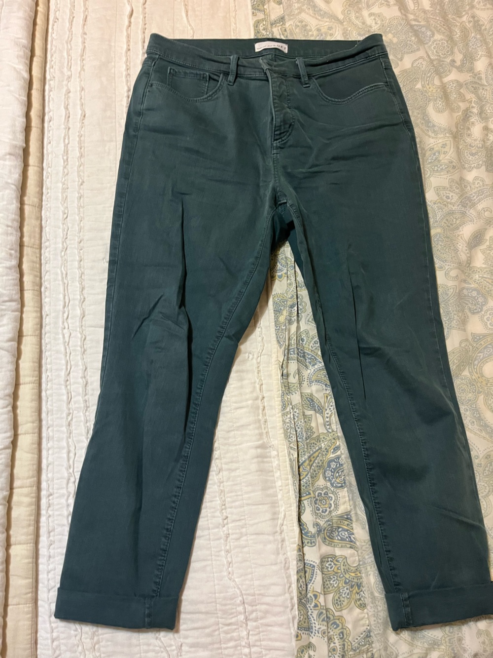 LOFT Dark Teal Straight-Leg Pants